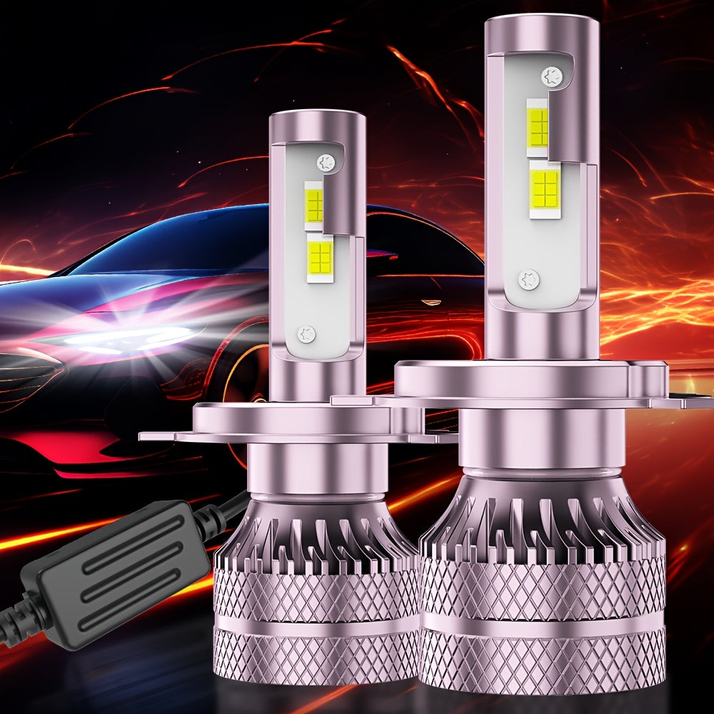 2-Pack LED Headlight Bulb Combo 9005+9006, 12V/24V 5000K Double-Sided Super Bright COB Chips, No Battery Included, Car Lighting, Transparent Beam Light, High Performance Bulbs