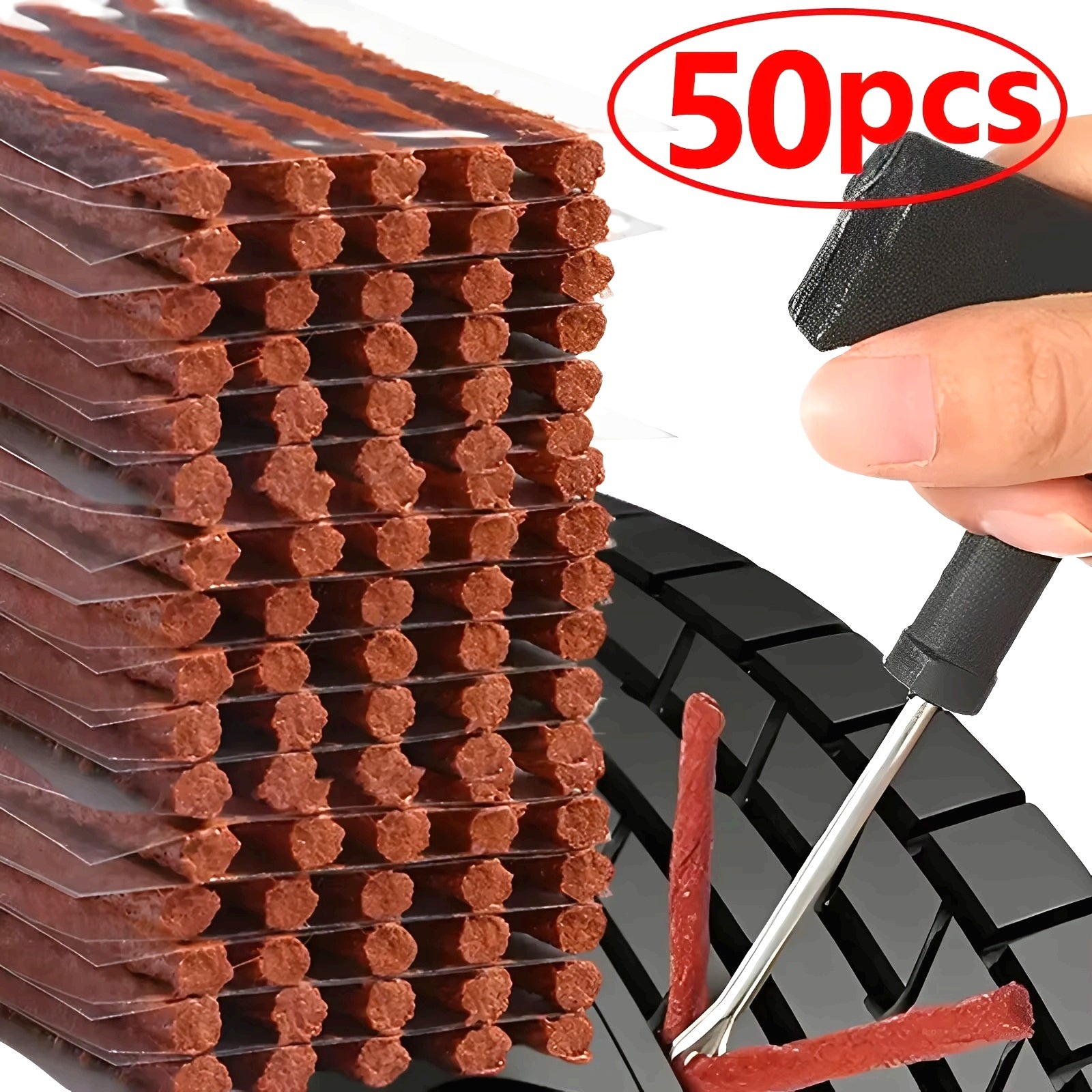 Tire Repair Strips, Automotive Tire Repair Tools, Motorcycle Tubeless Tire Puncture Plug Sealant Strip Repair Kit, Auto Vacuum Tire Repair Rubber String