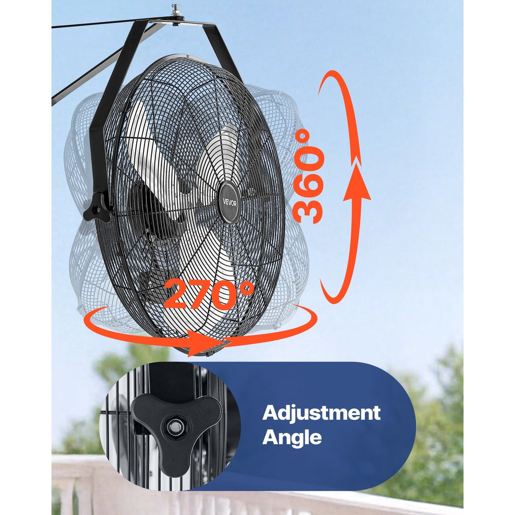 VEVOR 18" / 20" Industrial Wall Mount Fan, 3 Speeds, 4000 CFM / 4650 CFM, Garage Workshop Fan