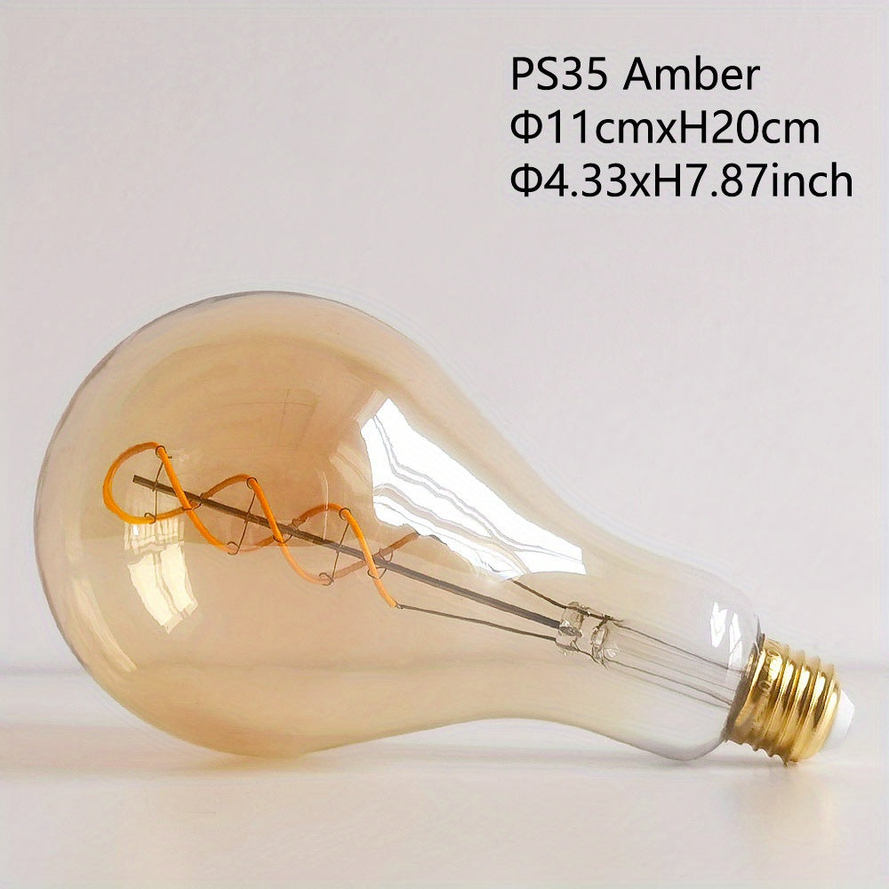 1PC vintage Edison LED flexible filament bulb, creative LED dimmable bulb 110-130V 4W E26 base 2300K warm light amber glass bulb, bedroom living room home decorative bulb