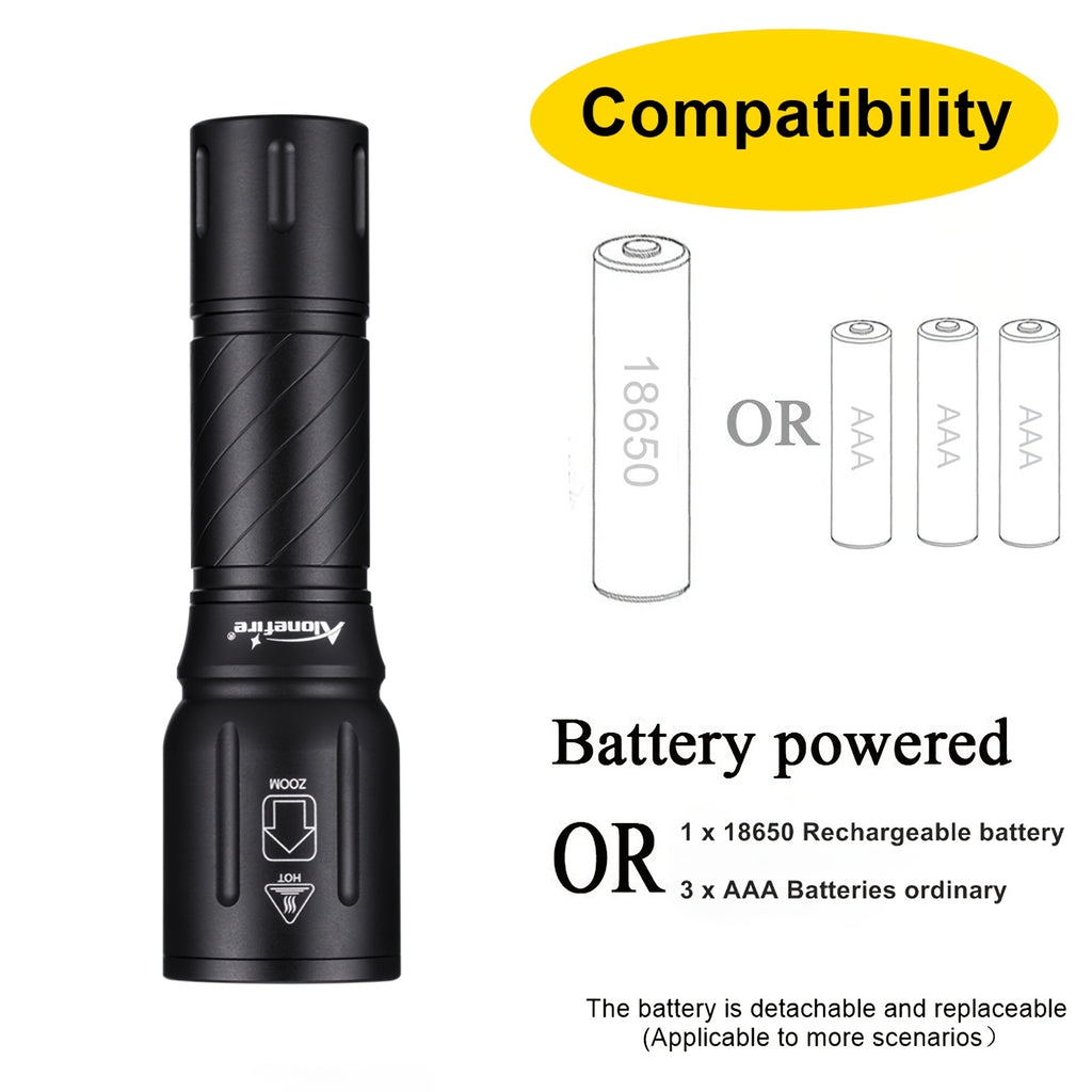 Alonefire X97 4-in-1 RGB LED Multi-Color Flashlight White/Blue/Green/Red Light Zoom Flashlight High Power Outdoor Hunting Photography Selfie Fill Light Portable Fishing Hiking Camping Light