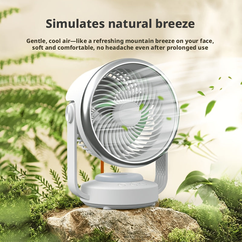 Portable USB Rechargeable Fan with LED Light, Desktop & Wall Mount Dual Use, 4 Speed High Airflow, Ultra Quiet Operation, Perfect for Home Office Bedroom Dormitory, Ideal Summer Gift