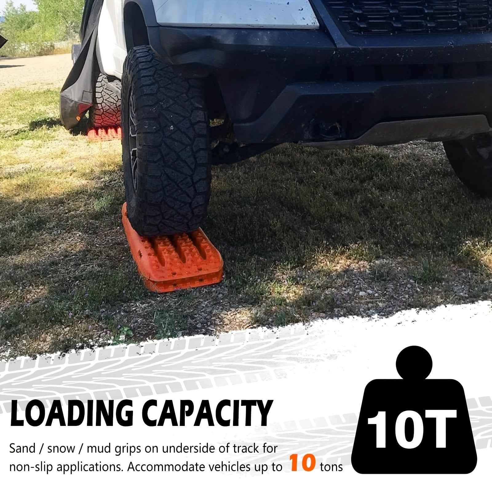 Pair of Off-Road Traction Boards, 42-Inch Large Recovery Boards, Suitable for 4WD Vehicles on Mud, Sand, Snow, and Rocky Terrain. 4X4 Twin-Board Recovery Track Tire Traction Mat, Suitable for RVs, Trucks, Jeeps, and SUVs