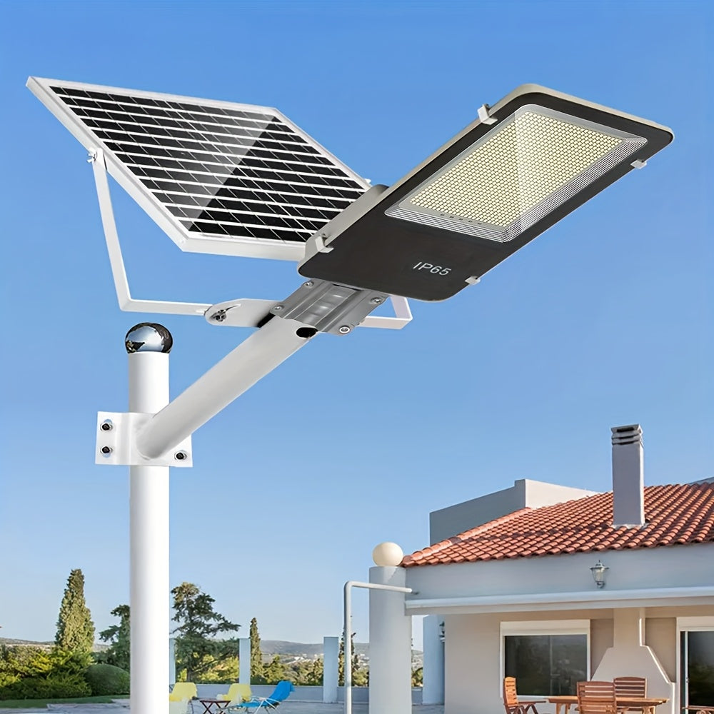 Kasotile Outdoor Solar Street Light - 6500K Parking Lot Lighting, Commercial Dusk-to-Dawn Auto On/Off, Heavy Duty Split-Type LED Solar Street Light with Remote Control (Batteries Not Included for Remote)