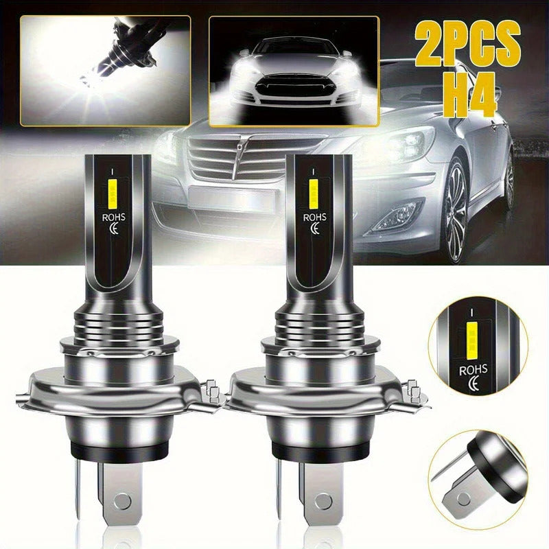 2-Pack 4800 Lumens H4/9003/HB2 LED Combo Fog Light Driving Light Bulb Set, Super Bright 6000K White Light, 1860 Chip, Plug-and-Play Car Front Fog Light, for Cars, Trucks and Motorcycles