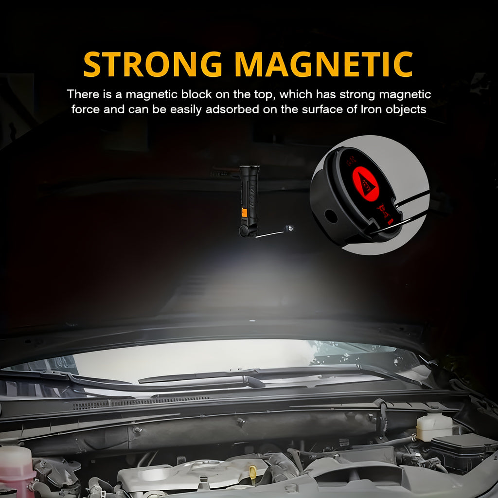 1/2Pcs Magnetic Base LED Work Light, Type-C Rechargeable, 4 Lighting Modes 360° Rotatable High Bright Flashlight, Multipurpose for Repair Outdoor Christmas Gift Men Gift