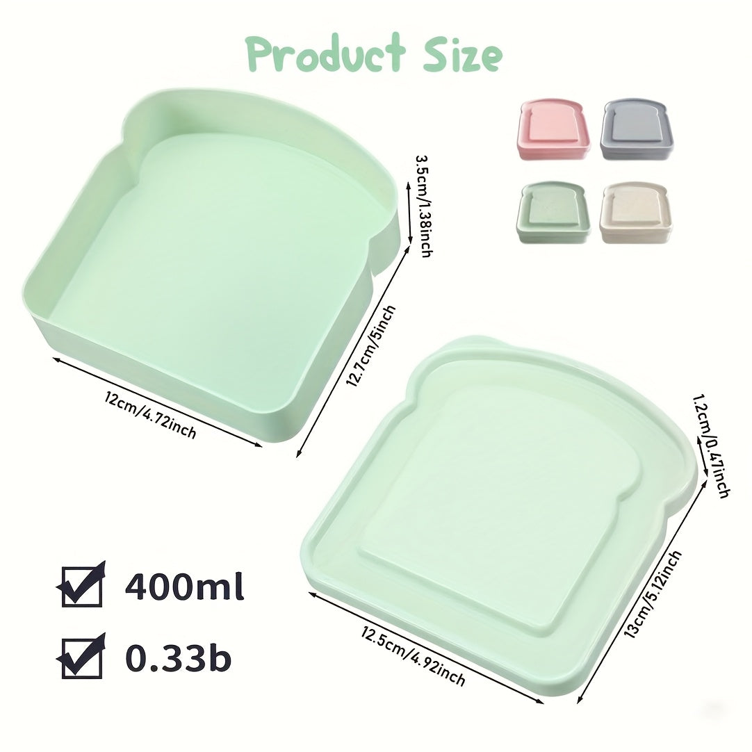 Sandwich Box, Lunch Box – Plastic Toast-Shaped Food Storage Container with Lid – Microwave & Dishwasher Safe – Perfect for Home or Adults (Colorful)