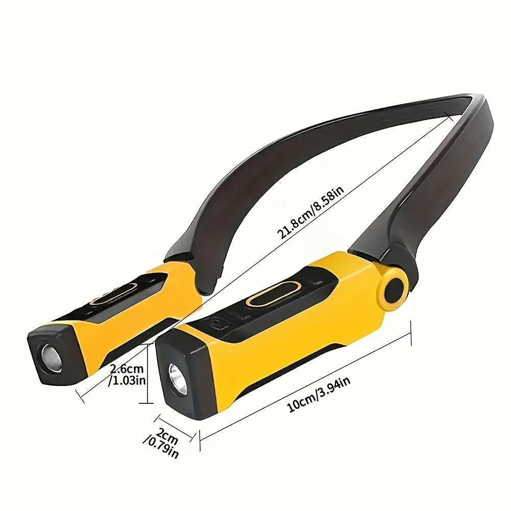 A Rechargeable Work Light, Portable Flashlight with Two Lighting Modes, Designed as a Hands-Free Neck Light, Ideal for Reading, Camping & Repair Work
