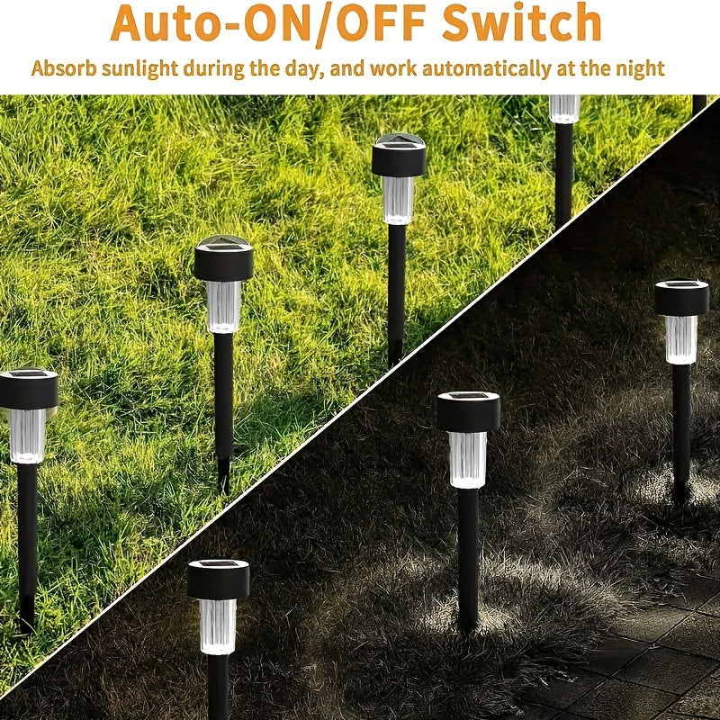 10-Piece Outdoor Stainless Steel Solar LED Light Set. Garden Decoration, IPX4 Waterproof Rating Solar Landscape Light. Suitable for Patio, Lawn, Walkway, Courtyard, Garden, Festivals, Parties, Gatherings
