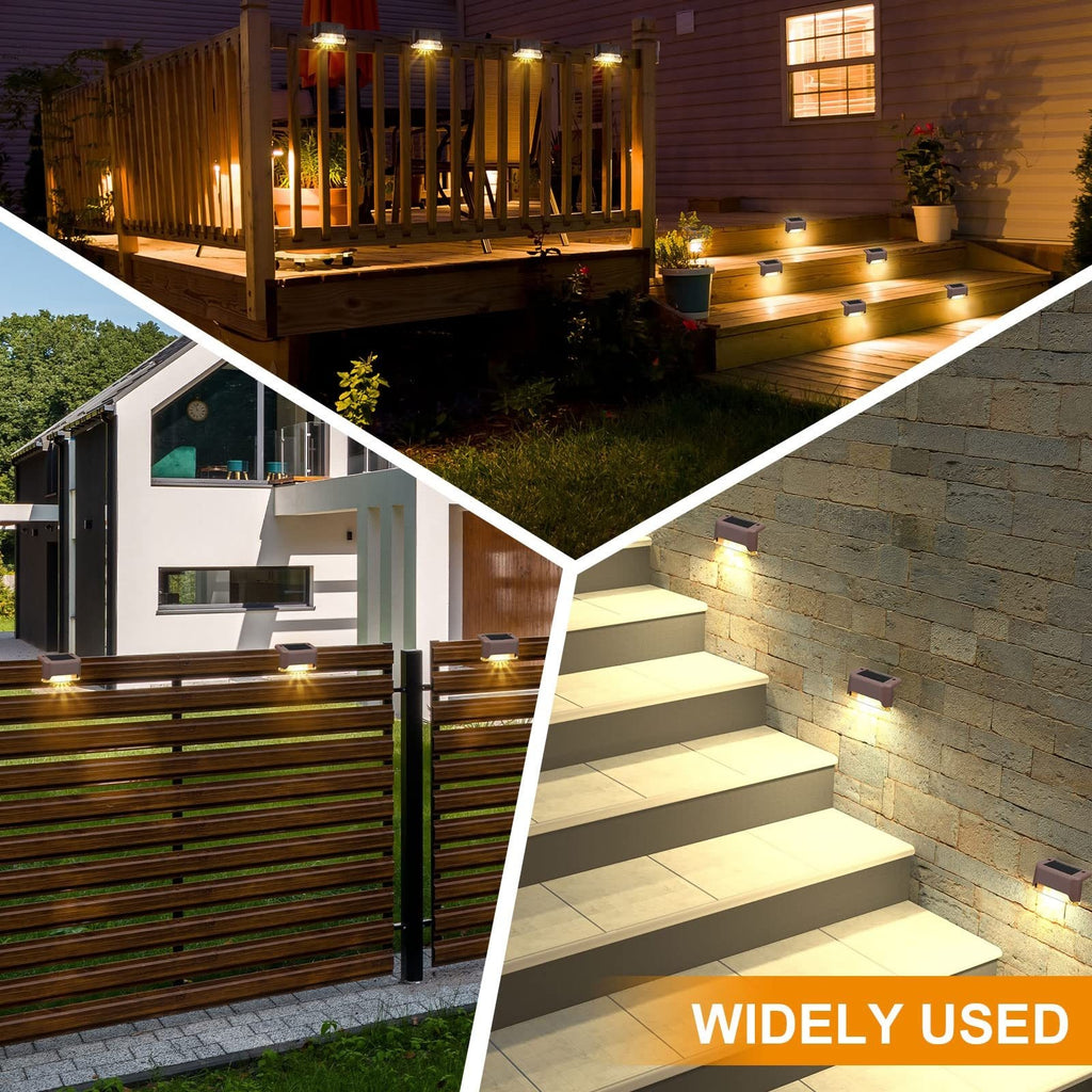 16 Pack Solar LED Outdoor Deck Light - Black Modern Design with Solar Panel, IP44 Waterproof, Suitable for Stairs, Fences, Patios and Walkways - Outdoor Lighting for Gardens and Sidewalks | Decorative Path Light | Christmas Holiday