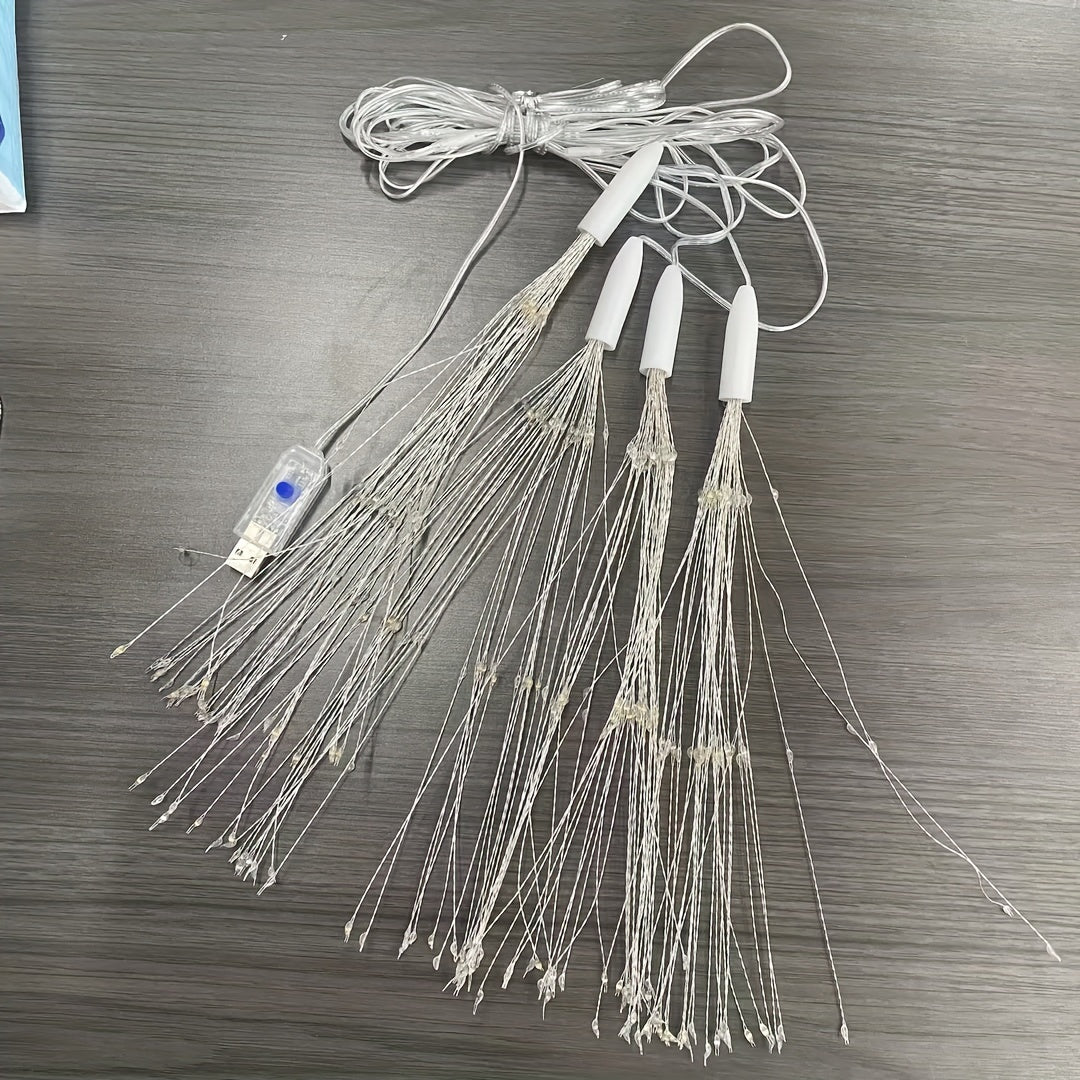 2/4 LED悬挂仙女灯，180/360星爆球灯，8种可调模式IPX4悬挂仙女灯，铜线火花灯，适合花园派对、帐篷、圣诞节