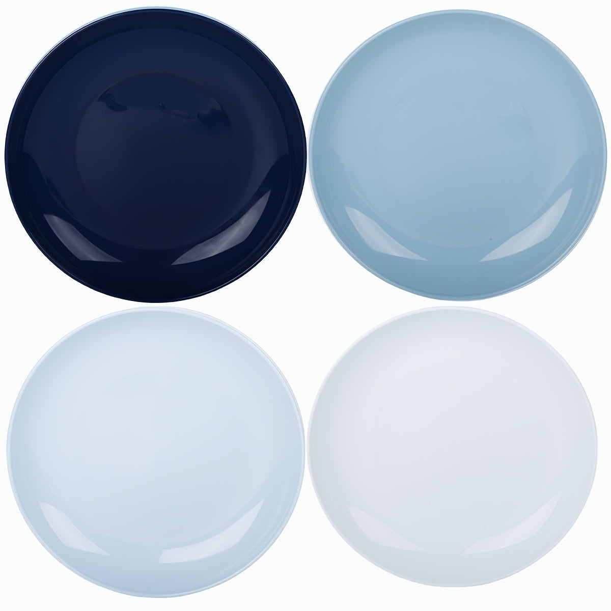 1 Pack of 4-Piece Unbreakable 9-Inch Plastic Plates, Microwave & Dishwasher Safe, Dinner Plate Set for Home, RV, Parties (Blue Series)