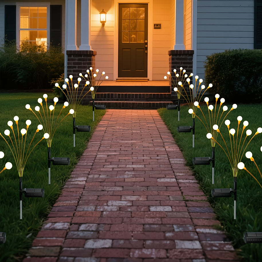 30-Inch 8-Piece LED Small White Ball Warm Light, Solar Powered, 8 Lighting Modes, Outdoor Swaying Light, Suitable for Outdoor Path, Garden, Courtyard Decorative String Light, Birthday Wedding Scene Decorative Atmosphere Creation