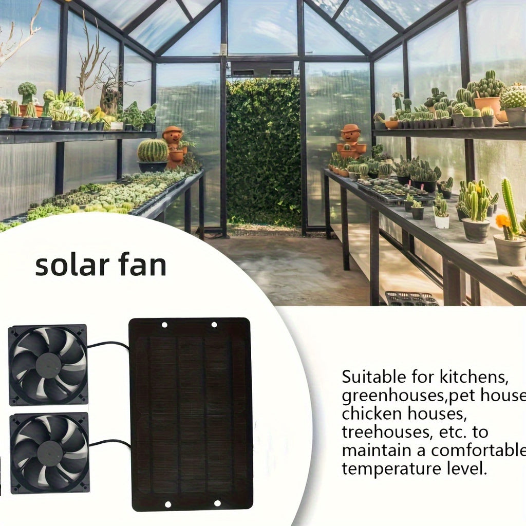 10W 12V Solar Cooling Fan, Dual Suction Cup Design, Suitable for Small Chicken Coop, Greenhouse, Animal Shed and Window Exhaust Duct