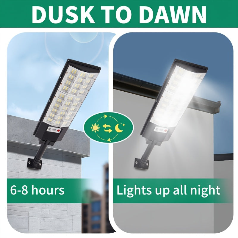 2 Pack 3D Curved Screen Integrated High-Brightness Solar Street Light, with PIR Motion Sensor and Remote Control, Perfect for Parking Lots, Courtyards, Gardens, Villas, Outdoor Solar Light