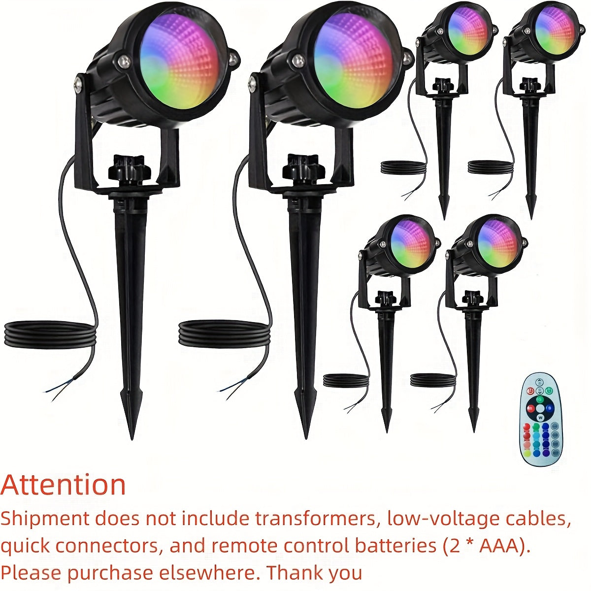 2/4/6/8/10-Piece Low Voltage Landscape Light, Warm + RGB, DC12V-24V, LED Color Changing Landscape Lighting, IP66 Outdoor Spotlight, Christmas Halloween Decorative Light, Suitable for Courtyard, Garden, Path