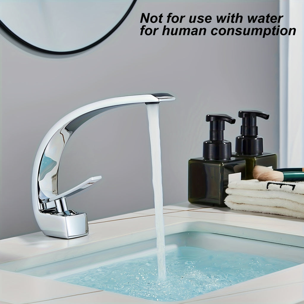 Single Handle Mixer Faucet for Bathroom Sink - Waterfall Design, Hot & Cold Water, Includes 2 US Standard 9/16" Hoses - Available in Matte Black, Brushed Nickel & Polished Chrome