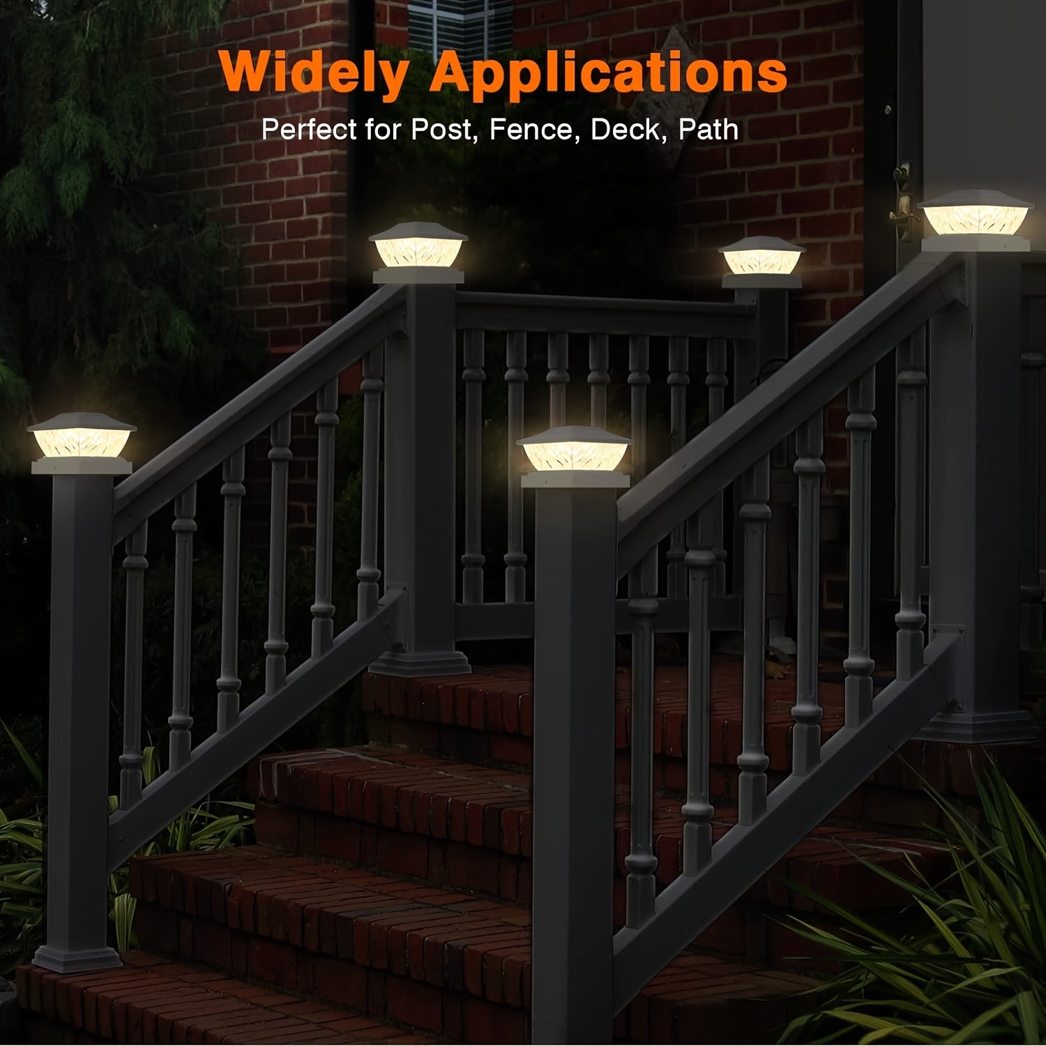 APZZLOXH Outdoor Solar Light - 8-Pack Installation - 12-Pack Installation 2 Types of Solar Fence Lights, Suitable for 4x44.5 X4.55x5 Wood and Vinyl Posts, Solar Deck Light Suitable for Front Porch Patio Decoration, Warm White and Cool White Light