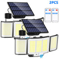 1/2 Pack Solar Outdoor Light, Motion Sensor Light with 348 LEDs, IP65 Waterproof, Wall Light with Remote Control, 3 Adjustable Heads, Street Light with 3 Lighting Modes, Porch and Garden Light, Security LED Floodlight
