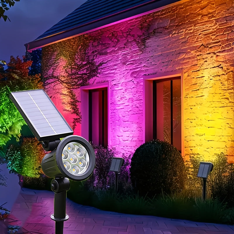 9 LED Solar Spotlight, Color & White Outdoor Garden Lawn Light, Easy Installation, Ideal for Exterior Wall Stair Patio Courtyard Swimming Pool