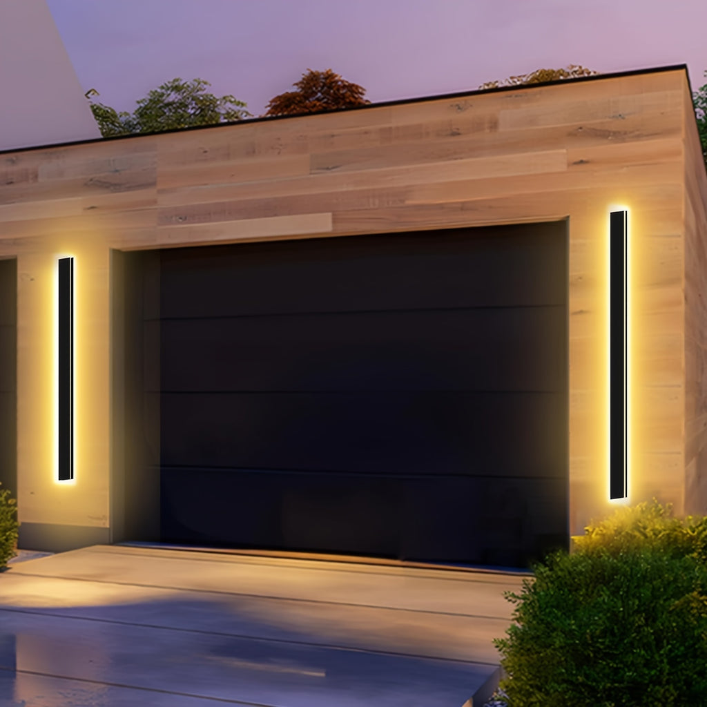1-Piece 15.75/23.62/39.37 Inch Warm White Outdoor Long Wall Light, Modern Black LED Wall Light, Indoor Bar Wall Light, 8/12/20W Modern Outdoor Wall Light Fixture, Suitable for Living Room, Porch, Garage Door, Courtyard