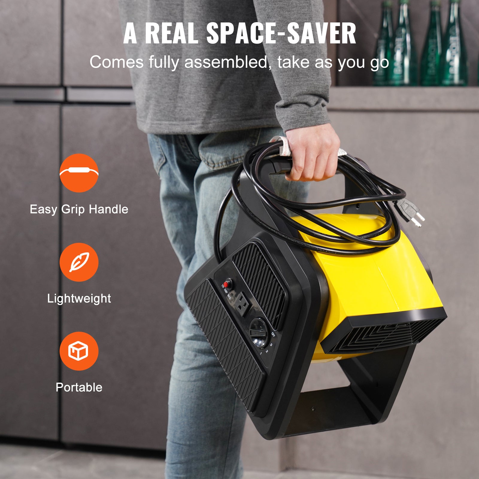 VEVOR Pivoting Utility Fan, 600 CFM High Velocity Floor Blower for Drying, Cooling, Ventilating, Exhausting, 300° Blowing Angle Air Mover, Portable Carpet Dryer Fan for Home, Workshop