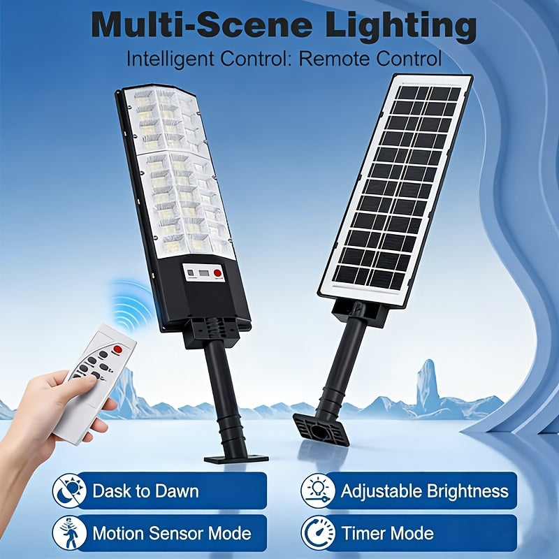 2/1 Pack 3D Curved Integrated Solar Street Light with Sensor, Solar Street Light with Remote Control, Perfect for Parking Lots, Courtyards, Gardens, Villas, Outdoor Solar Light