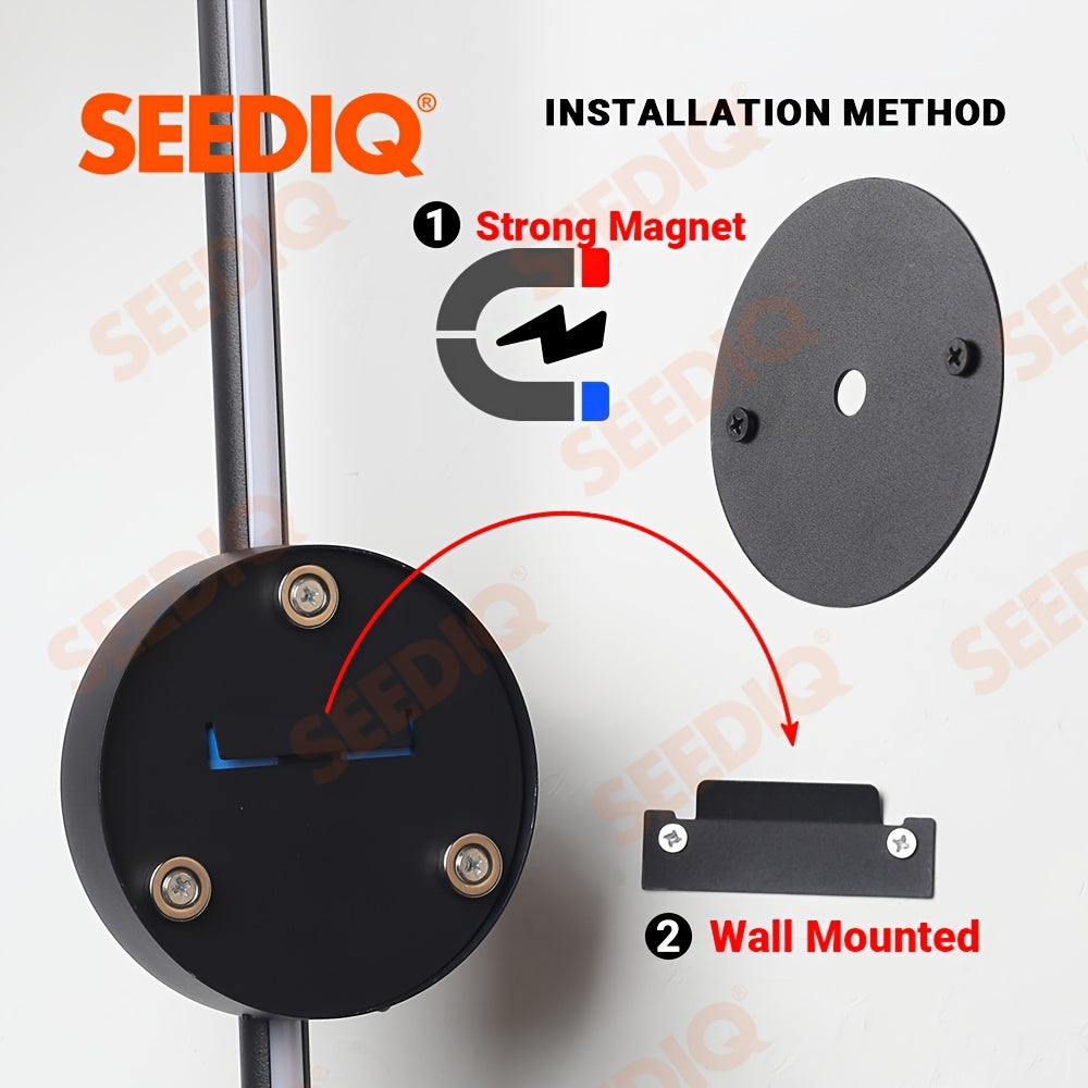 Modern Style Rechargeable Wall Light, Magnetic Installation, with Remote Control Dimmable and Color Temperature Adjustment, Suitable for Indoor Decoration, 31.5 Inches, Black Wall Light