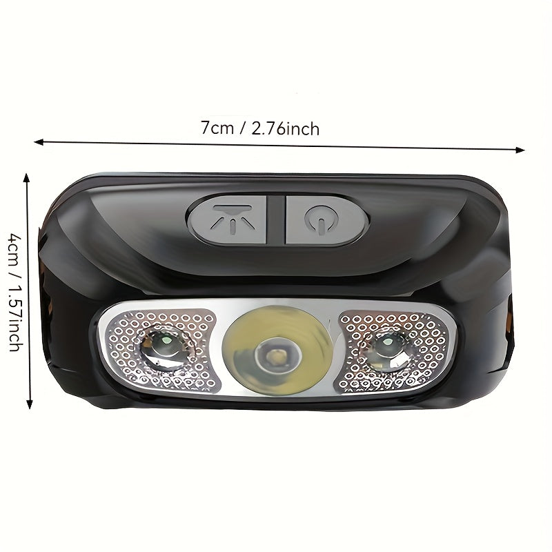1PC Super Bright Headlamp LED Induction High Power Headlamp IP44 Protection Grade Mini USB Rechargeable Headlamp Portable Camping Searchlight