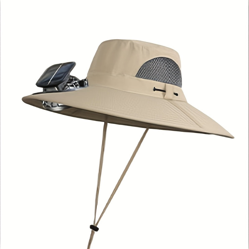 Outdoor Solar Fan Hat, 3-Speed Adjustable High Wind Breathable Design, Unisex Travel Mountaineering Bucket Hat, Essential Summer Outdoor Cooling Hat