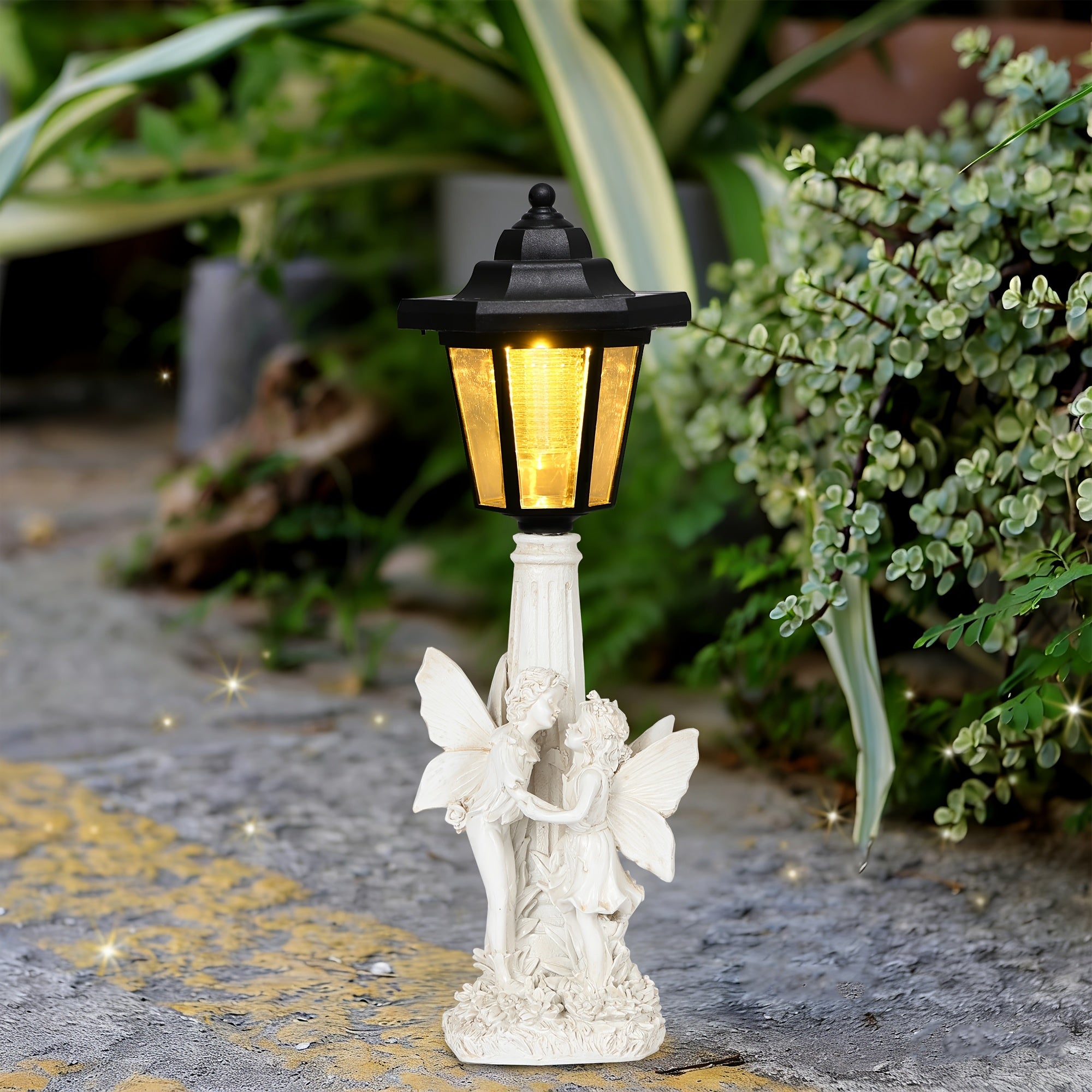 OTDECOR 1-Piece Solar Couple Angel Outdoor Statue Light, IPX4 Outdoor Boy and Girl Garden Statue, Outdoor Solar Light, Suitable for Balcony, Lawn, Porch Decoration, Housewarming Gift for Family and Friends
