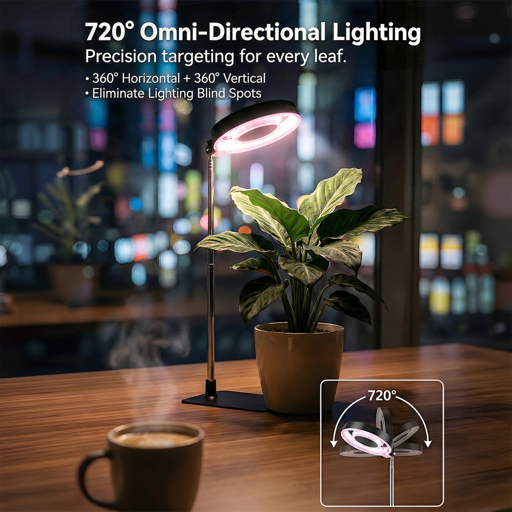 2-Pack Full Spectrum Indoor Plant Grow Light, Adjustable Height, Brightness Control, Timing Function, Magnetic 720° Flexible Rotation, Ideal for Seed Germination, Potted Plants and Hydroponics