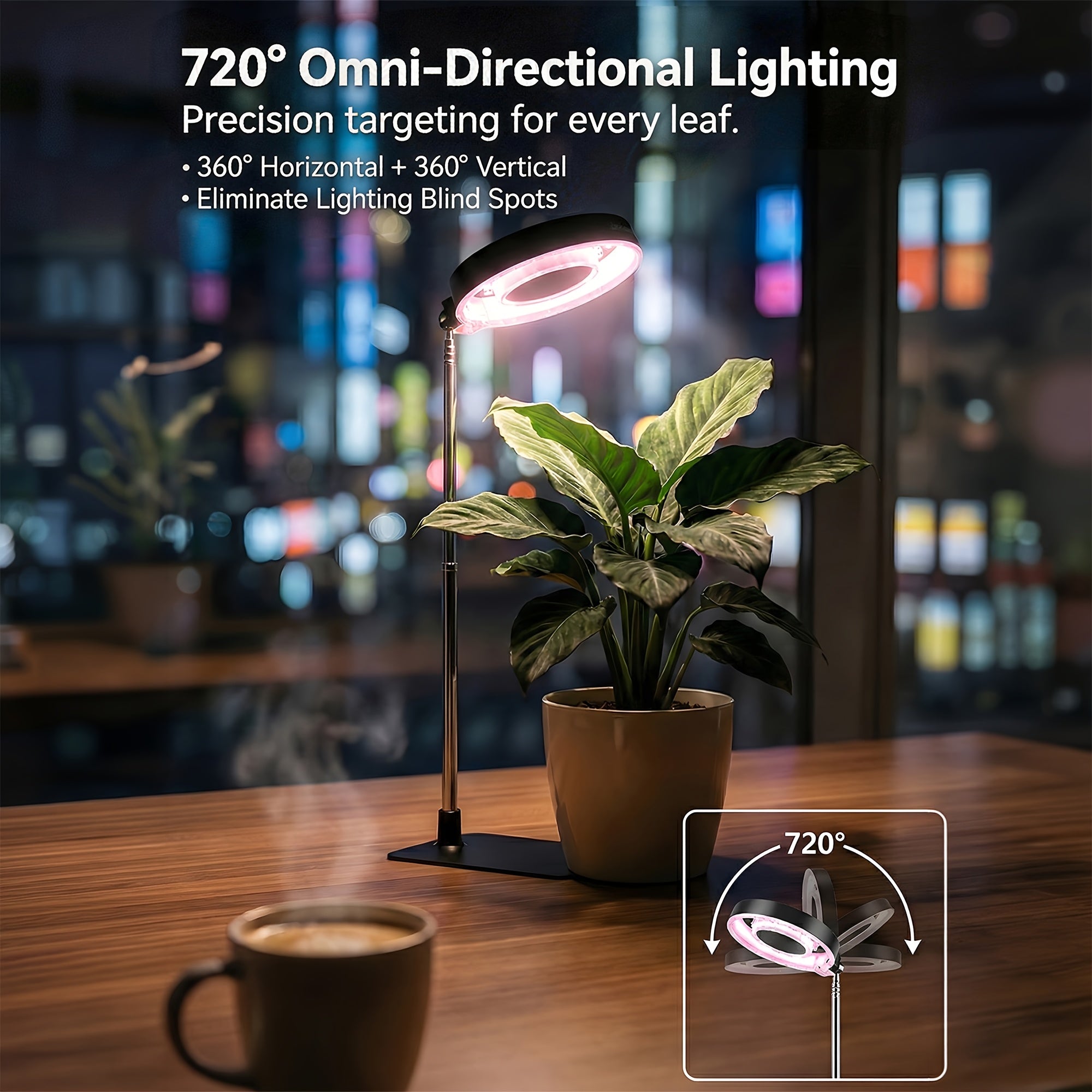 2-Pack Full Spectrum Indoor Plant Grow Light, Adjustable Height, Brightness Control, Timing Function, Magnetic 720° Flexible Rotation, Ideal for Seed Germination, Potted Plants and Hydroponics