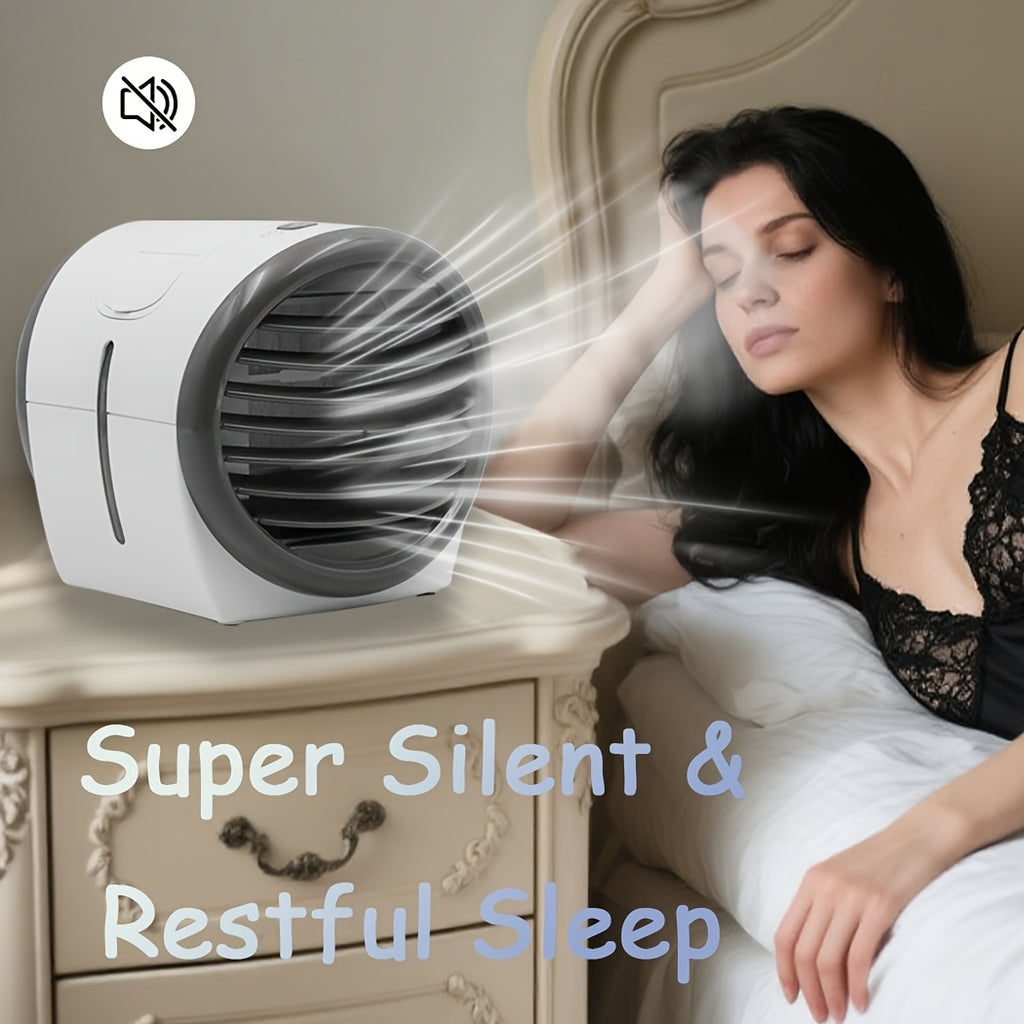 Portable Desktop Air Cooling Fan with Humidifier, USB Powered, 16.91oz Large Water Tank, 3-Speed Adjustable Wind, Adjustable Mist Output, Essential Cooling Device for Home and Office