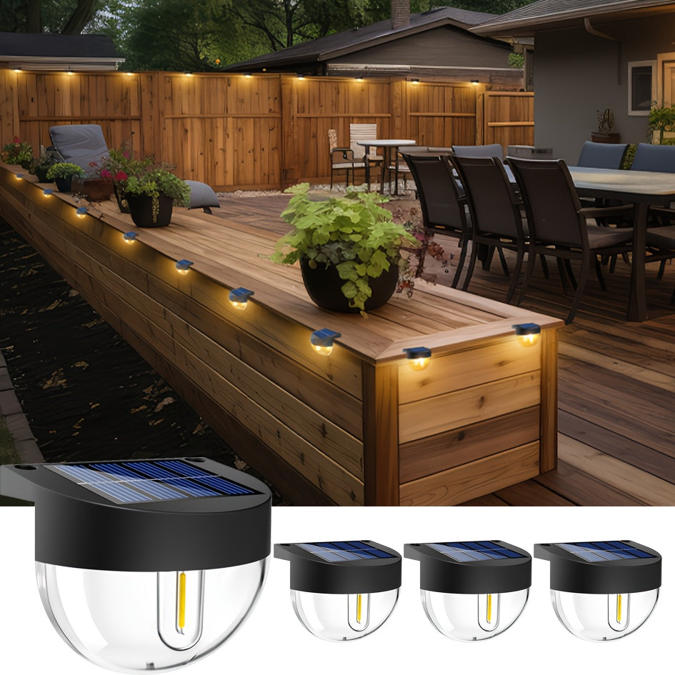 2/4/8 Pack Solar Fence Light Outdoor, Edison LED Bulb, Auto On/Off Stairs Courtyard Deck Decorative Lighting (Warm White)