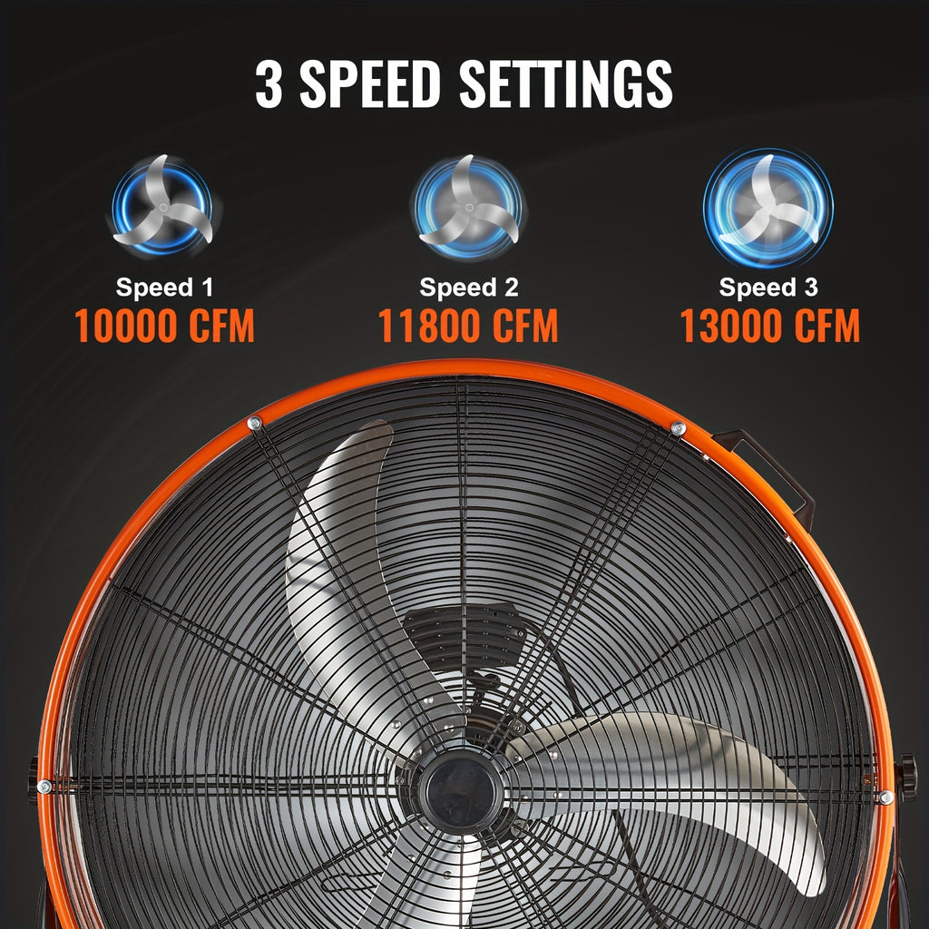 VEVOR 30 Inch High Velocity Blower, Industrial Use, 3-Speed 13000CFM, for Warehouse
