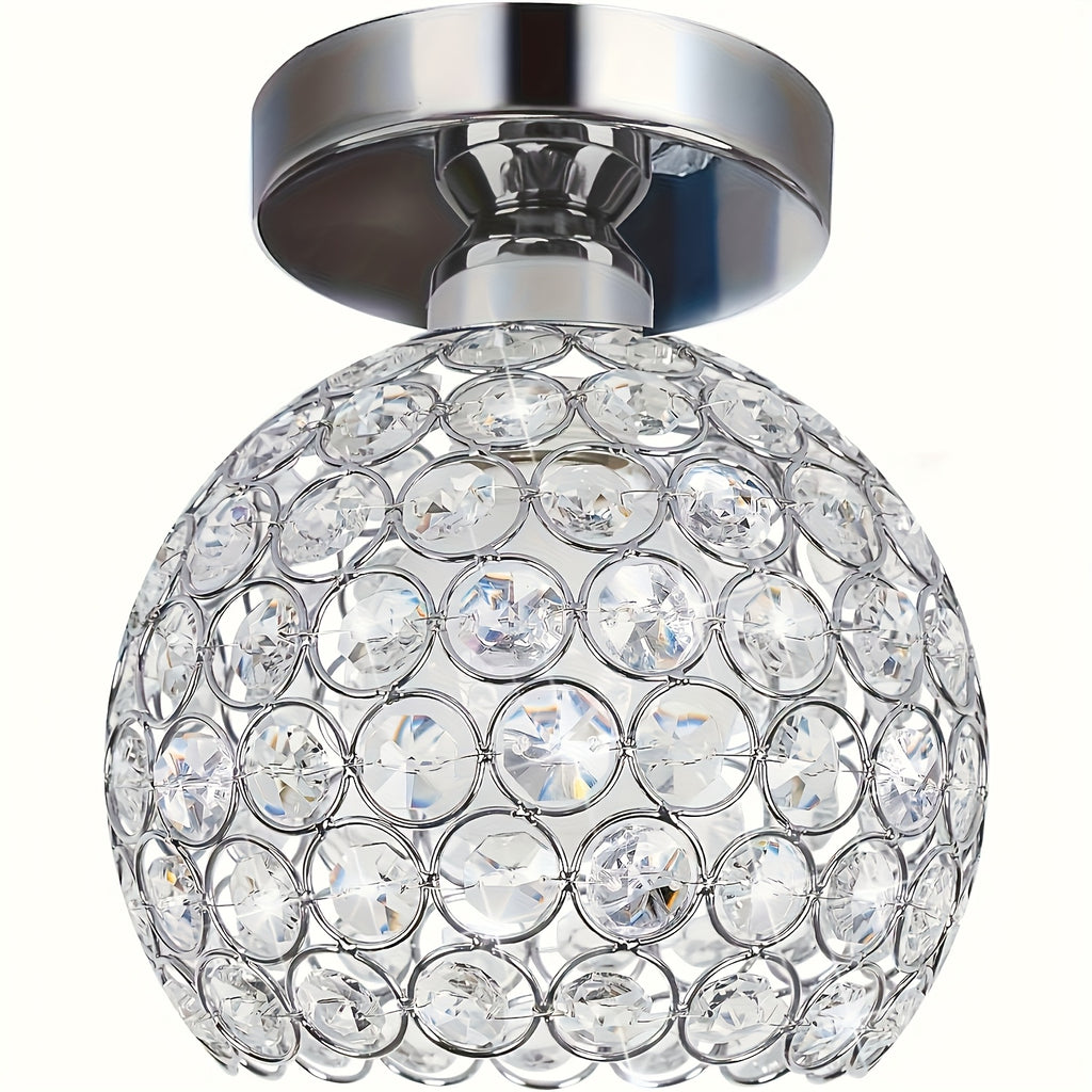 Modern stylish glass ceiling light, modern semi-flush mount silver crystal chandelier, suitable for decorative home lighting in foyer, closet, entryway, kitchen, bedroom, dining room, etc.