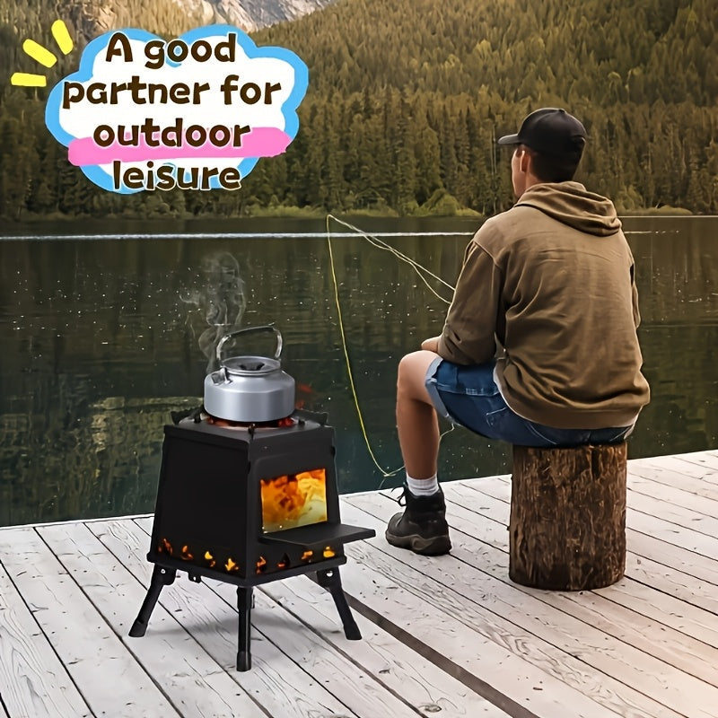 Portable Wood Burning Stove | Compact Outdoor Cooking Solution with Carry Bag, Iron Material, No Ignition Function, Compatible with Dry Wood/Charcoal - HALFIRE/