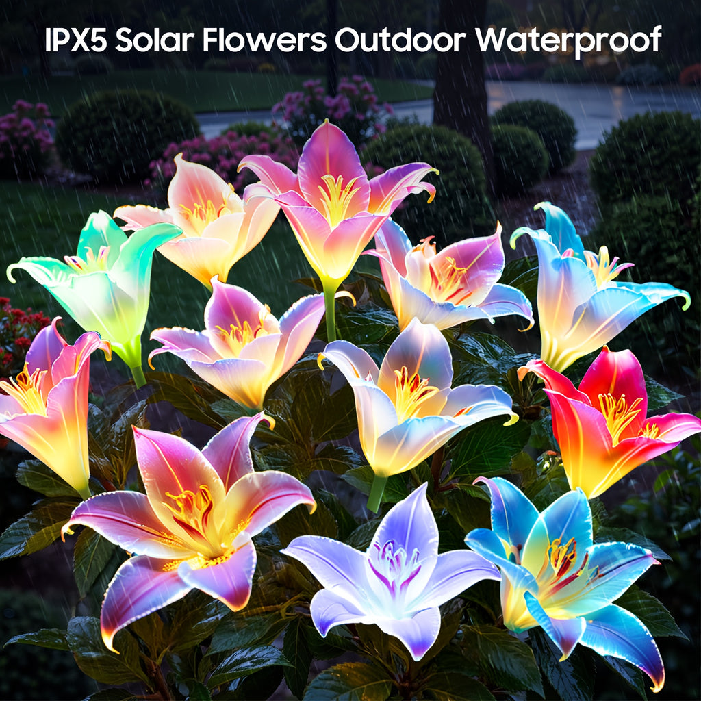 2025 New Solar Outdoor Flower Light Solar Courtyard Light Waterproof 30-Head Rose 7-Color Changing Landscape Light Suitable for Garden Path Patio Cemetery Decoration 1/2/4/6-Pack
