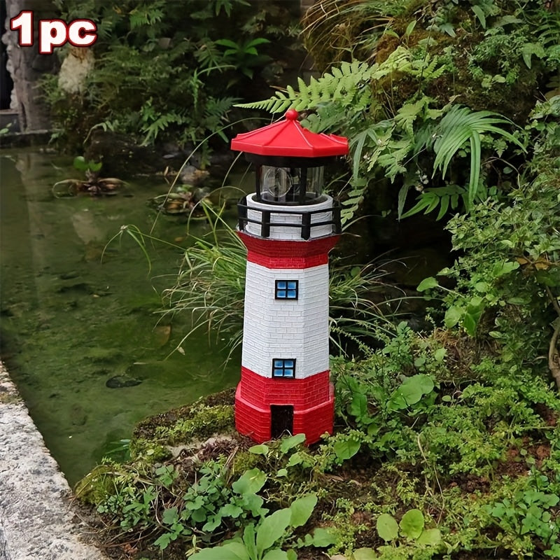 olar Lighthouse Garden Outdoor Statue, IP44 Waterproof, Solar Outdoor Light, Automatically Rotating Solar Light, Suitable for Garden, Courtyard, Patio, Ground, Christmas Furniture Decoration, Halloween Decoration, Tabletop Decoration