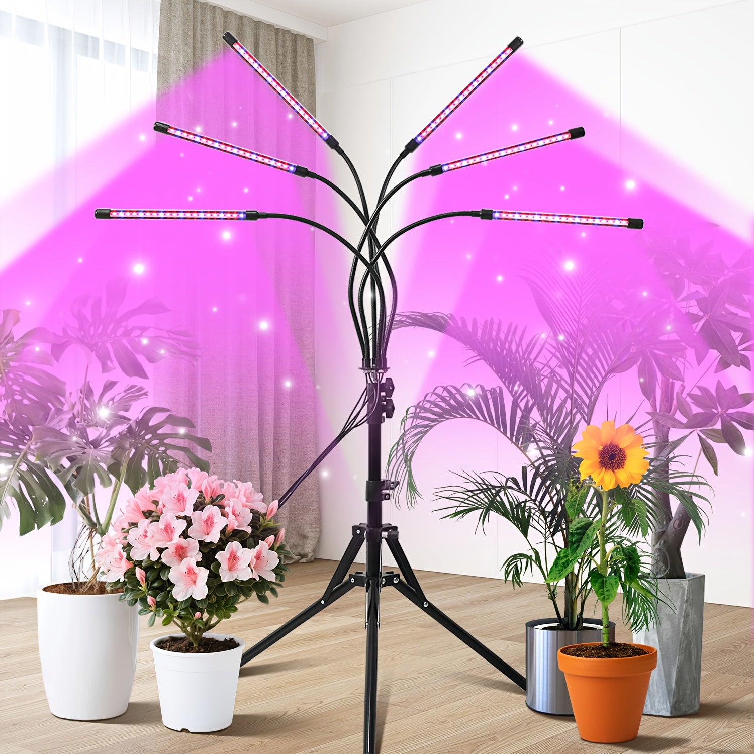 USB indoor plant grow light, 10 brightness levels, 3/9/12 hour timer, adjustable gooseneck, universal for vegetables, flowers, and green plants