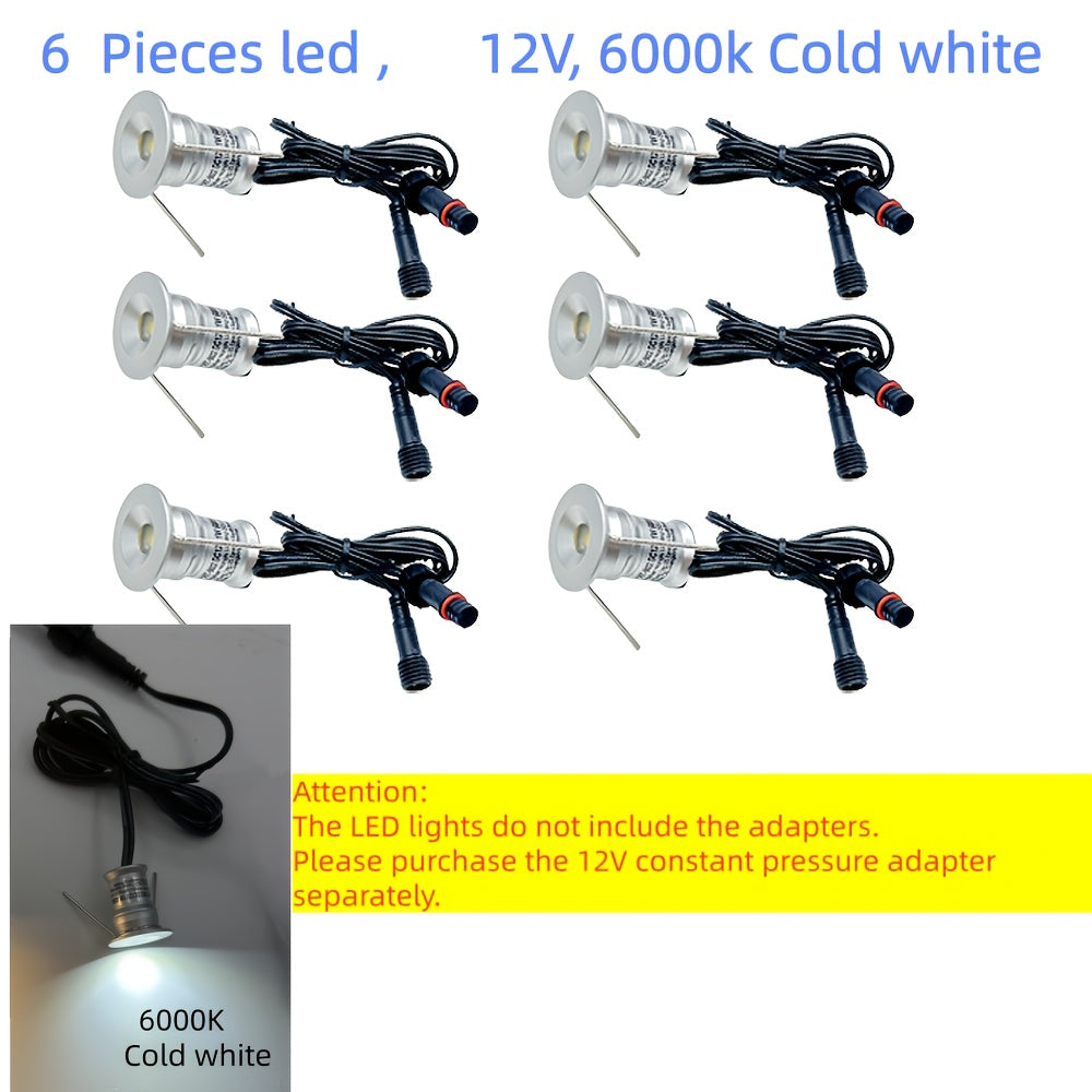 6个/11个 低压 12V 迷你地下灯，LED楼梯地面景观灯，1W楼梯甲板灯，12V花园灯，IP65户外15mm埋地LED灯，庭院、小路、露台装饰射灯