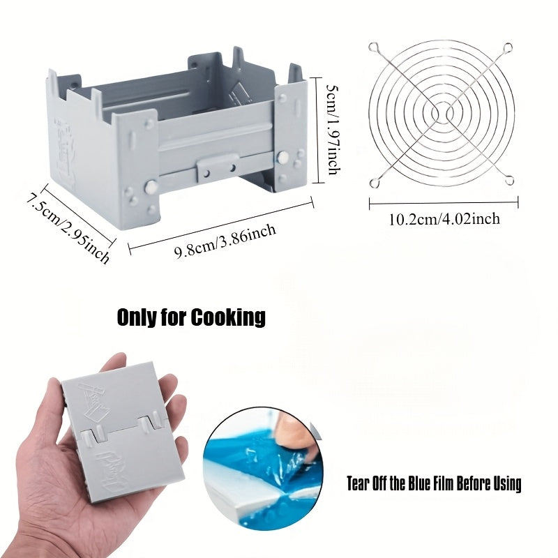 Mini Folding Camping Stove Set (5-Piece) - Includes Windscreen & Fuel Tray, Compact & Portable, Suitable for Wood/Charcoal, Ideal for Hiking, Camping & Emergency Survival Kits | Perfect for Cooking with Frying Pans, Soup Pots or Cups