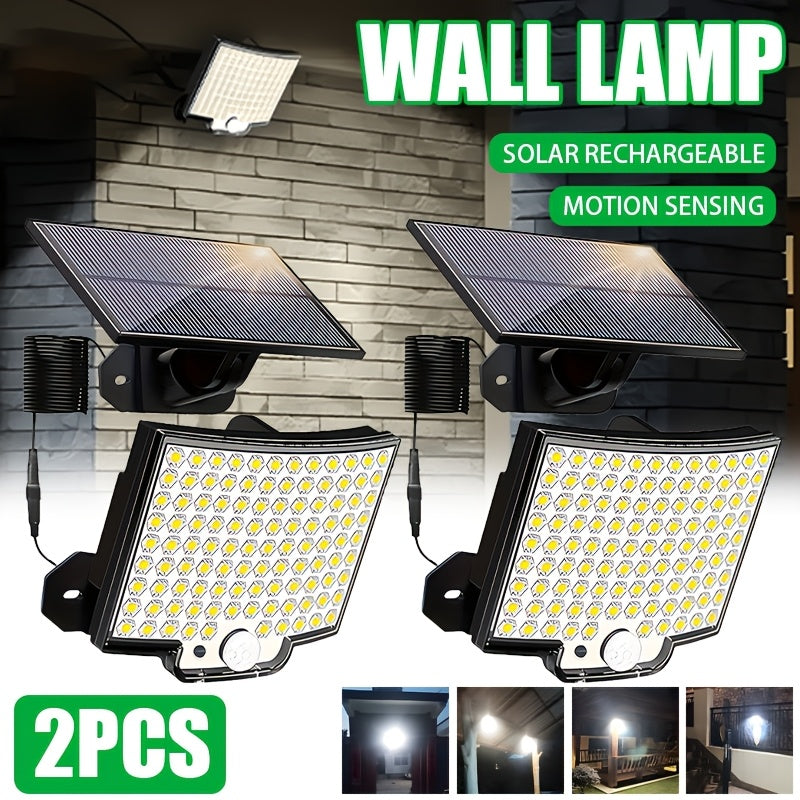 2 Pack Solar 106 LED Commercial Street Lighting Light, Sensor Industrial Area Lighting Light, Portable Shopping Mall Emergency Exit Light, 3 Lighting Modes, Suitable for Warehouses, Garages, Parking Lots, Courtyards, Parks, Amusement Parks