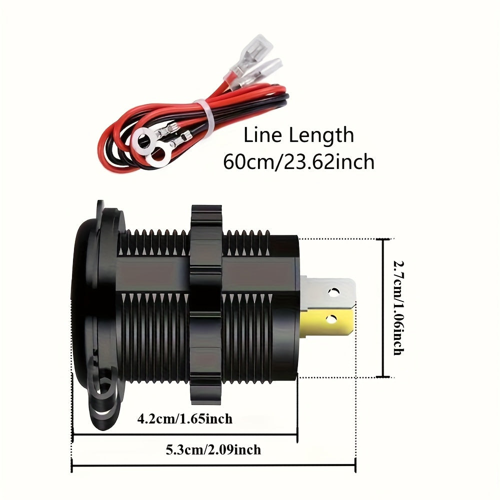 Versatile Car Charger - Features a Switch, Compatible with 12V/24V for Vehicles, Boats, Motorcycles, And Rvs - Portable, Includes Installation Tools|Stylish Design|Includes Voltmeter, Socket for Boat Charging, No Battery Included