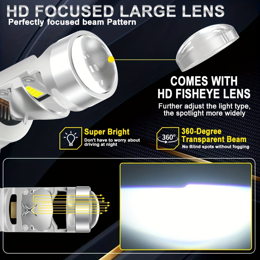 2Pcs H4 LED Car Headlight Bulbs H7 120W 30000 Lumens, Equipped with High/Low Beam, Fan-Cooled Output Super Bright White Light, No Battery Needed