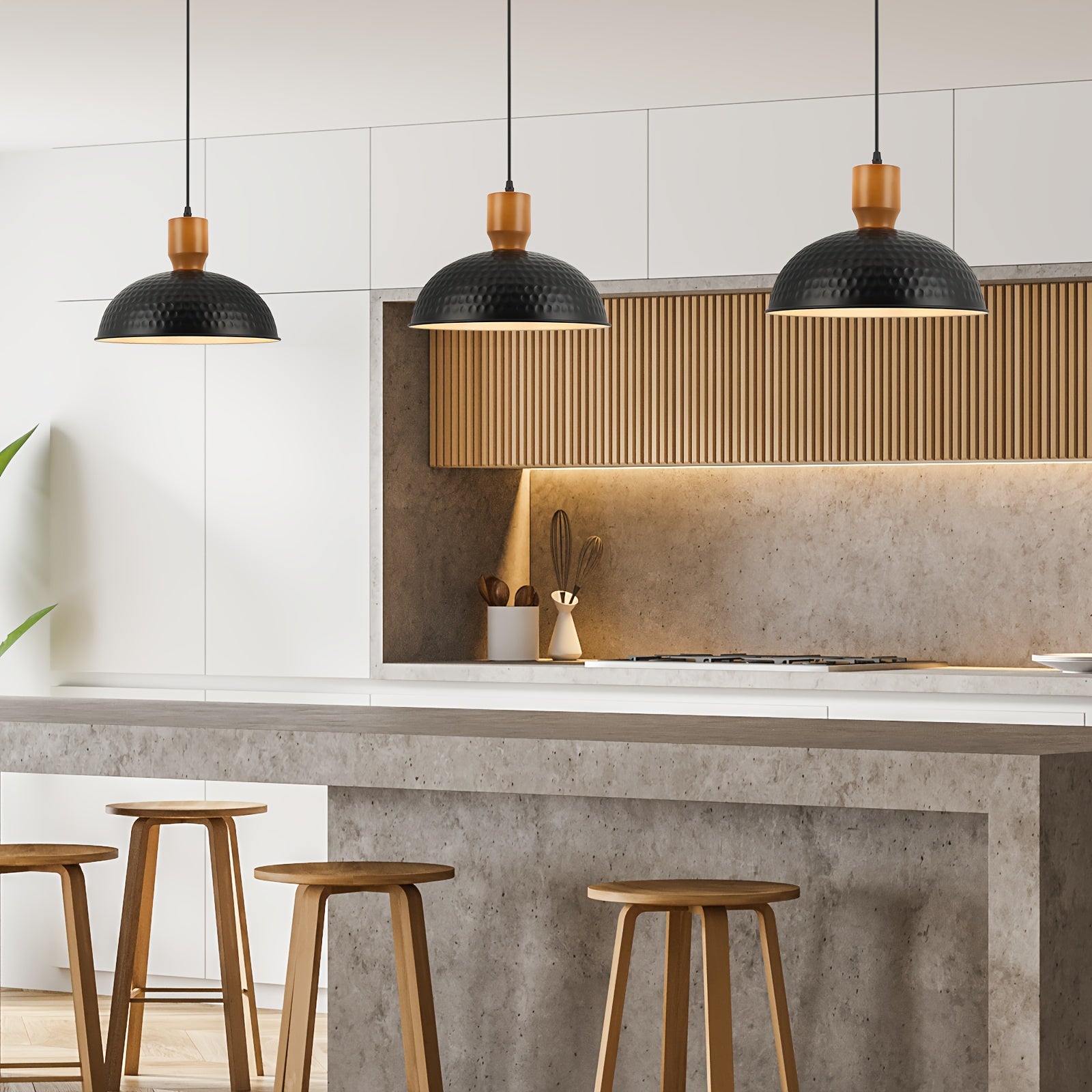 Black/Blue Hammered Kitchen Island Light, Industrial Pendant Light with Dome Shade, Adjustable Metal Hanging Pendant Light, Ceiling Pendant Light Suitable for Dining Room and Bedroom