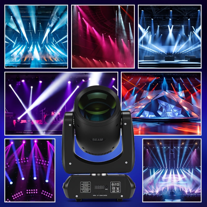 160W beam light, black moving head light, moving head light, spotlight, LED stage light - DMX512 control, with 12 colors and 15 gobo patterns, 18-facet prism, voice/sound activation, aluminum alloy housing