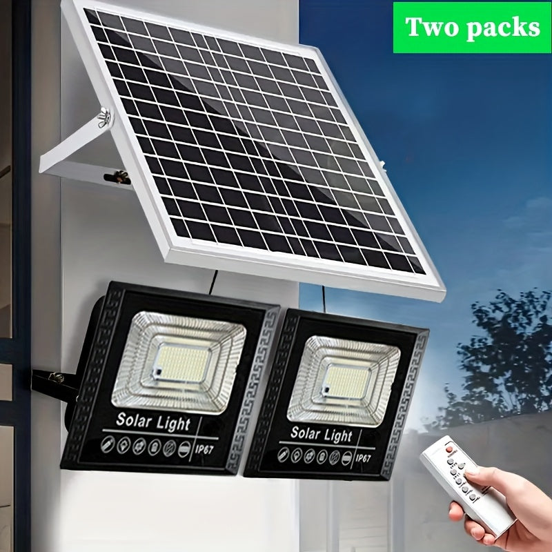 Outdoor Lighting, Solar Light, Decorative Light, Floodlight, Exterior Wall Light, Halloween Decoration, Two Lights, One Solar Panel, Suitable for Holiday Decoration, Christmas, Outdoor Lighting, Shed, Garden, Garage, Pathway, Lawn, Courtyard