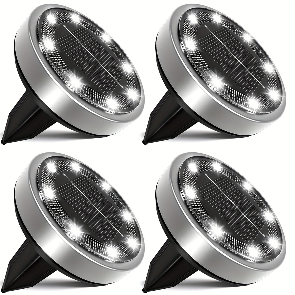 4/5/6/10/12/20pcs 8LED Super Bright Solar In-Ground Light (Regular/Mini Style) Outdoor IP44 Solar Powered Ground Light, Perfect for Garden, Backyard, Stairs, Pool, Walkway, Driveway, Pavement, Flower Bed, Auto On/Off, Easy Installation